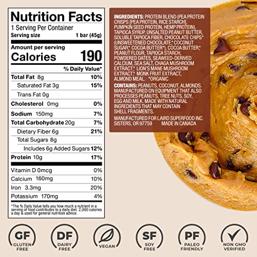 Barras de Proteína Funcionales Laird Superfood – Mejor que una barra de proteína, con ingredientes reales, 10g de proteína vegetal, 6g de fibra - Sin - imagen 2