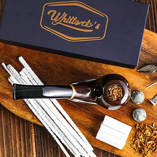 Pipa de Tabaco Whitluck, Pipa de Madera Hecha a Mano, Kit Perfecto para Principiantes con Guía E-Book, Set de Regalo y Accesorios (Amarillo Brillante) - imagen 3