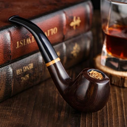 Pipa de Tabaco Whitluck, Pipa de Madera Hecha a Mano, Kit Perfecto para Principiantes con Guía E-Book, Set de Regalo y Accesorios (Amarillo Brillante) - imagen 4
