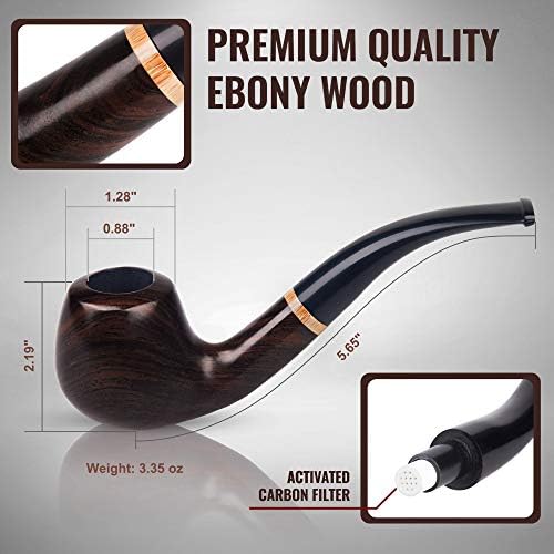 Pipa de Tabaco Whitluck, Pipa de Madera Hecha a Mano, Kit Perfecto para Principiantes con Guía E-Book, Set de Regalo y Accesorios (Amarillo Brillante) - imagen 5