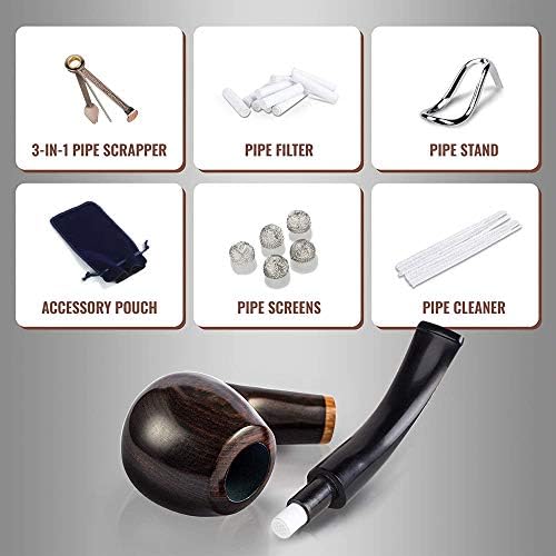 Pipa de Tabaco Whitluck, Pipa de Madera Hecha a Mano, Kit Perfecto para Principiantes con Guía E-Book, Set de Regalo y Accesorios (Amarillo Brillante) - imagen 6