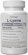 Cápsulas de L-Lisina 500 mg de Superior Labs, 100% Puras y No Transgénicas, Sin Rellenos, Sin Gluten, Apoya el Sistema Inmunológico, 120 Cápsulas - imagen 1