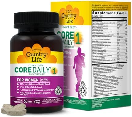 Multivitamínico Daily 1 para Mujeres Country Life con Hierro, Arándano, Probióticos y Enzimas Digestivas - Fórmula Sin Gluten, 60 Tabletas - imagen 1