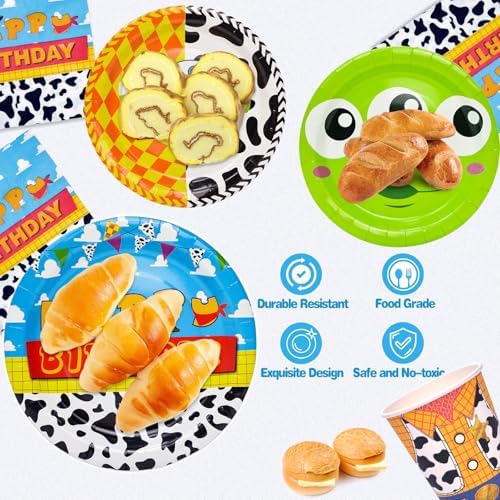 Decoraciones de Cumpleaños, Suministros para Fiesta de Juguetes, 97 Pzs, Incluye Vajilla Desechable, Mantel, Platos de Papel, Vasos y Servilletas, - imagen 3