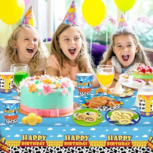 Decoraciones de Cumpleaños, Suministros para Fiesta de Juguetes, 97 Pzs, Incluye Vajilla Desechable, Mantel, Platos de Papel, Vasos y Servilletas, - imagen 5