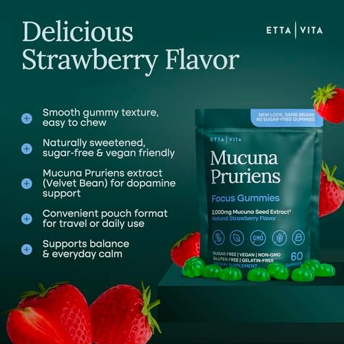 Suplemento de Dopamina - Gomas de Mucuna Pruriens Sin Azúcar (2g/porción) para Energía y Enfoque - Extracto Potente de Mucuna Pruriens, Veganas, Sin - imagen 3