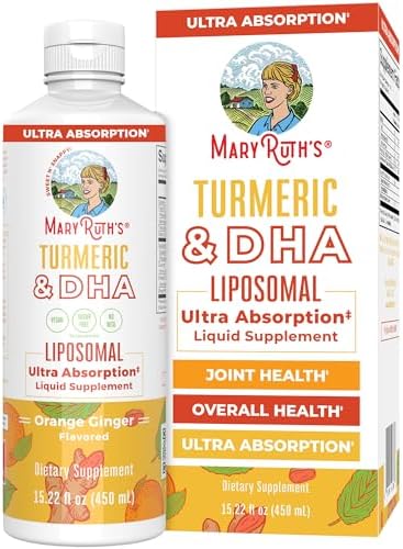 MARYRUTH'S Organics | Suplemento Líquido de Cúrcuma Liposomal y DHA | Curcumina, Aceite de Jengibre, DHA de Algas y Vitamina E | 15.22 oz - imagen 1