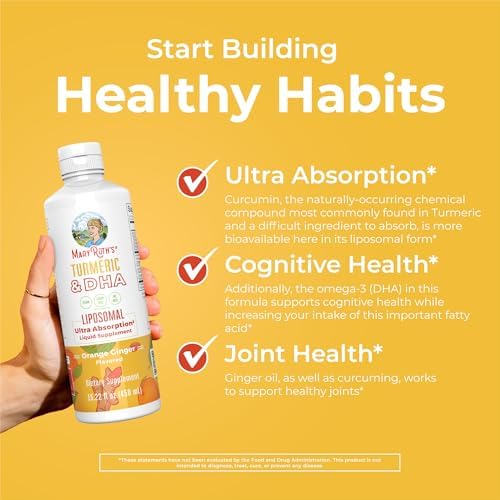 MARYRUTH'S Organics | Suplemento Líquido de Cúrcuma Liposomal y DHA | Curcumina, Aceite de Jengibre, DHA de Algas y Vitamina E | 15.22 oz - imagen 5