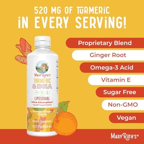 MARYRUTH'S Organics | Suplemento Líquido de Cúrcuma Liposomal y DHA | Curcumina, Aceite de Jengibre, DHA de Algas y Vitamina E | 15.22 oz - imagen 7