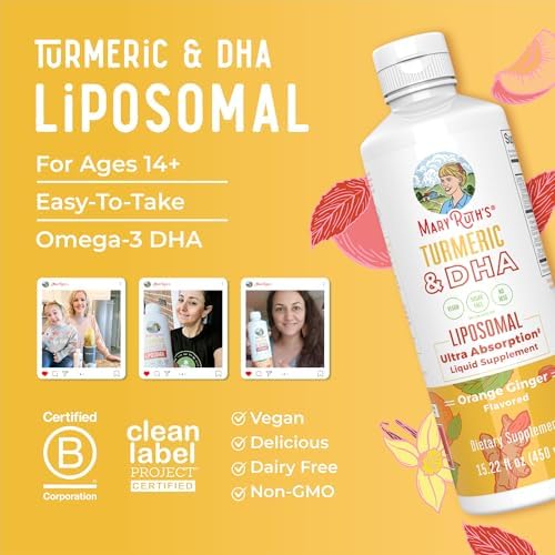 MARYRUTH'S Organics | Suplemento Líquido de Cúrcuma Liposomal y DHA | Curcumina, Aceite de Jengibre, DHA de Algas y Vitamina E | 15.22 oz - imagen 8