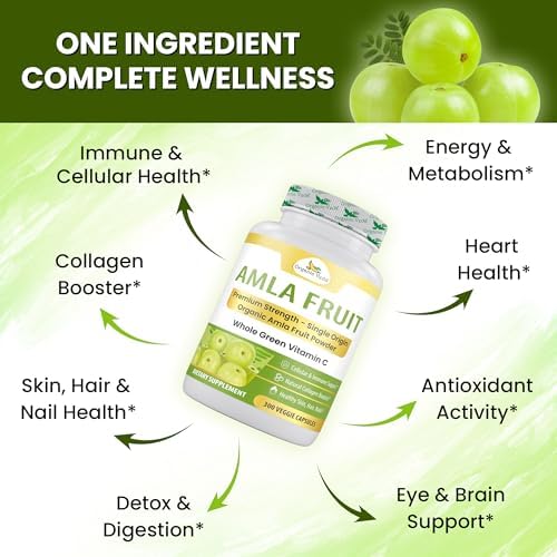 Cápsulas de Amla Orgánica Veda - 1500mg, 300 Cápsulas - Suplemento Natural de Vitamina C con Antioxidantes para Inmunidad, Piel Radiante y - imagen 4