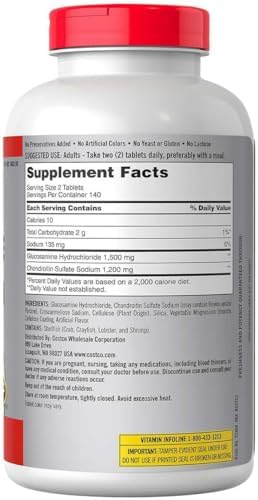 Kirkland Signature Glucosamina y Condroitina, 280 Tabletas - imagen 2