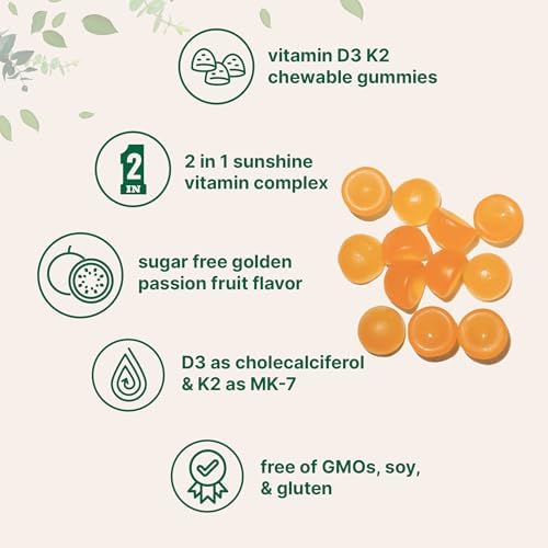 Gomitas de Vitamina D3 K2 Micro Ingredients, 120 piezas | 5,000 UI de Vitamina D + 100 mcg K2 MK-7 | Suplementos para Huesos, Inmunidad y Corazón | - imagen 5