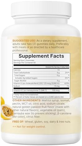 Gomitas de Vitamina D3 K2 Micro Ingredients, 120 piezas | 5,000 UI de Vitamina D + 100 mcg K2 MK-7 | Suplementos para Huesos, Inmunidad y Corazón | - imagen 7