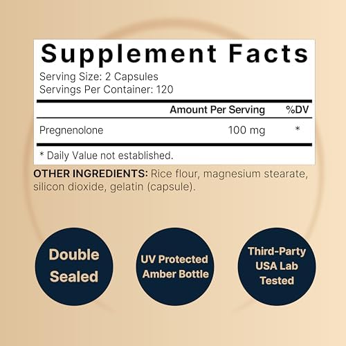 NatureBell Pregnenolona 100mg, 240 Cápsulas | 99% Pureza, Grado Micronizado para Mayor Absorción, Suplemento Natural para la Salud Cerebral e - imagen 2