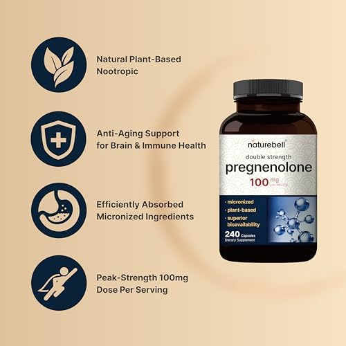 NatureBell Pregnenolona 100mg, 240 Cápsulas | 99% Pureza, Grado Micronizado para Mayor Absorción, Suplemento Natural para la Salud Cerebral e - imagen 3