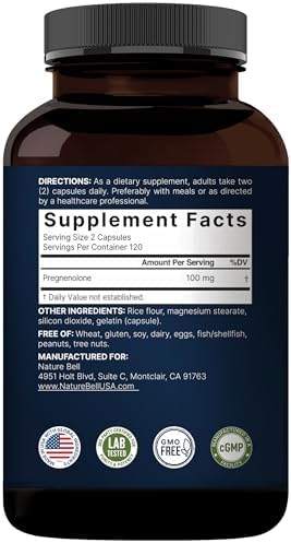 NatureBell Pregnenolona 100mg, 240 Cápsulas | 99% Pureza, Grado Micronizado para Mayor Absorción, Suplemento Natural para la Salud Cerebral e - imagen 7