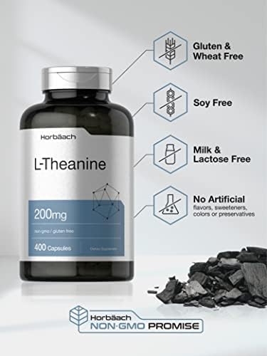 Horbäach L Teanina | 200mg | 400 Cápsulas | Tamaño Económico | Suplemento No Transgénico y Libre de Gluten - imagen 4