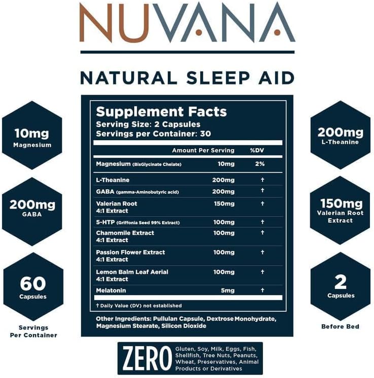 Suplemento Natural para Dormir Nuvana Shut Eye | 5mg de Melatonina | Relaja y Promueve Sueño Profundo con Raíz de Valeriana, Manzanilla y Magnesio | - imagen 2