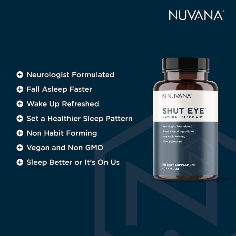 Suplemento Natural para Dormir Nuvana Shut Eye | 5mg de Melatonina | Relaja y Promueve Sueño Profundo con Raíz de Valeriana, Manzanilla y Magnesio | - imagen 3