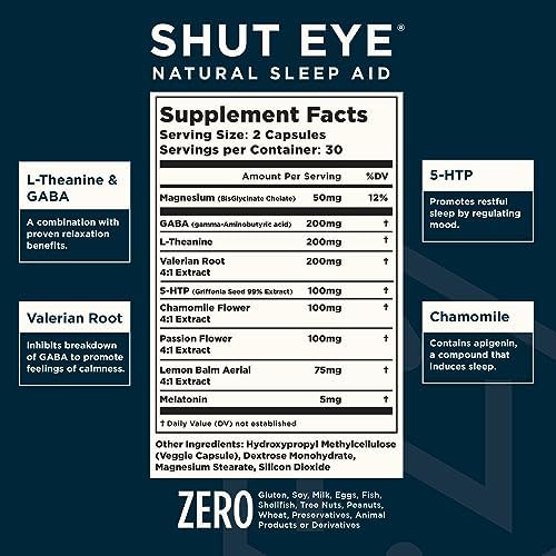 Suplemento Natural para Dormir Nuvana Shut Eye | 5mg de Melatonina | Relaja y Promueve Sueño Profundo con Raíz de Valeriana, Manzanilla y Magnesio | - imagen 4