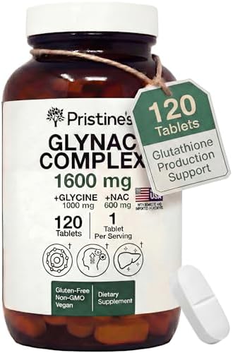 Suplemento GlyNAC Complejo Tableta Grande 1600MG Producción de Glutatión - Probado por Terceros Apoyo a la Salud y Cognitivo - Glutamina y NAC Sin - imagen 1