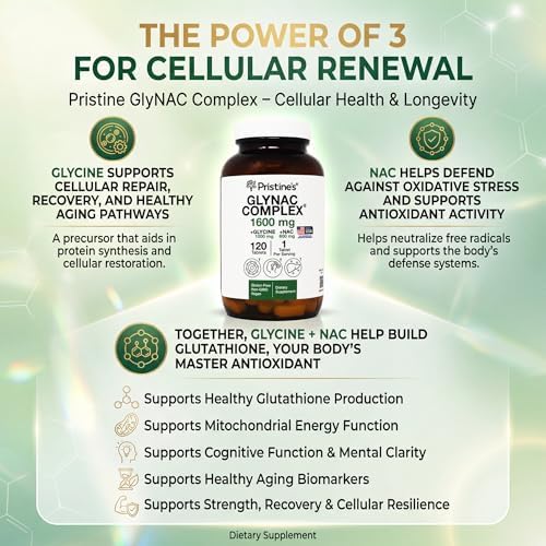 Suplemento GlyNAC Complejo Tableta Grande 1600MG Producción de Glutatión - Probado por Terceros Apoyo a la Salud y Cognitivo - Glutamina y NAC Sin - imagen 3