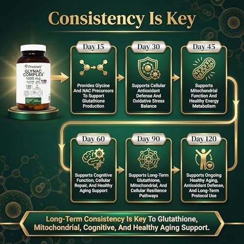 Suplemento GlyNAC Complejo Tableta Grande 1600MG Producción de Glutatión - Probado por Terceros Apoyo a la Salud y Cognitivo - Glutamina y NAC Sin - imagen 5