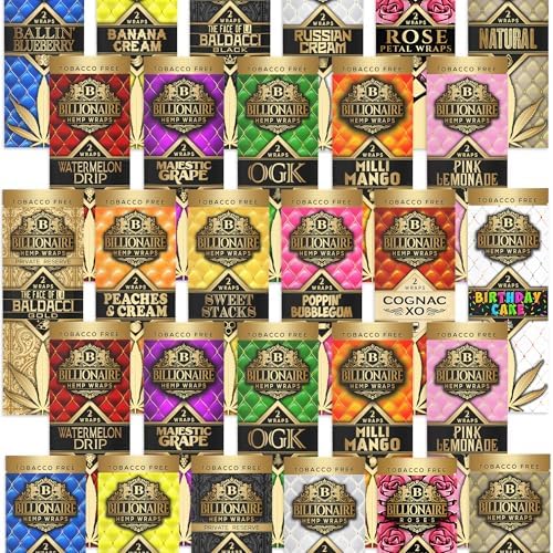 Billionaire Wraps - Paquete Variado de 30 Pouches! 2 Papeles de Enrollar Naturales por Paquete, 60 Hojas en Total. - imagen 1