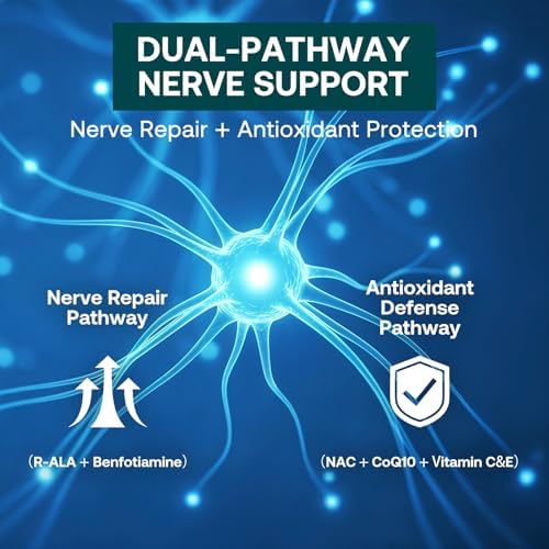 Suplemento para el Soporte de Neuropatía – Suplemento Avanzado de R-Ácido Lipoico con Benfotiamina, NAC y Complejo B para la Salud Nerviosa, - imagen 7