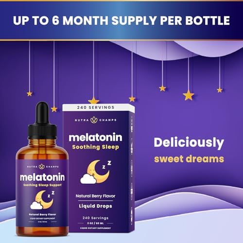 NutraChamps Gotas de Melatonina Líquida, 480 Porciones, Suplemento Vegano y Sin Azúcar para Sueño Infantil, Sabor a Frutos Rojos, 1 mg - imagen 3