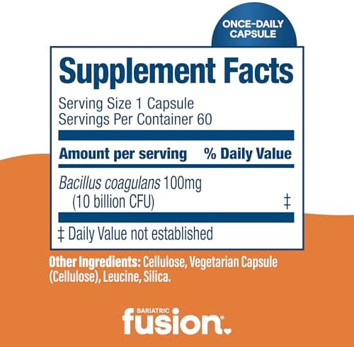 Cápsulas Probioticas Bariatric Fusion | Vitaminas Bariátricas Fáciles de Tragar | 10 Mil Millones CFU | Bacillus Coagulans | Apoyo Digestivo e - imagen 4