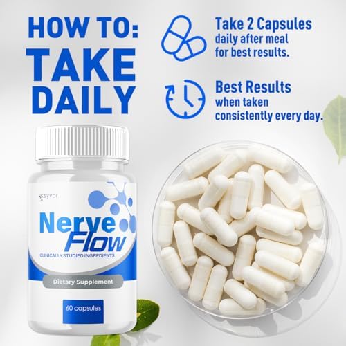 Paquete de 3 Cápsulas Nerve Flow, Suplemento Natural para Nervios, Máxima Potencia, Apoyo Ciático con Vitaminas Avanzadas para Hombres y Mujeres (180 - imagen 3