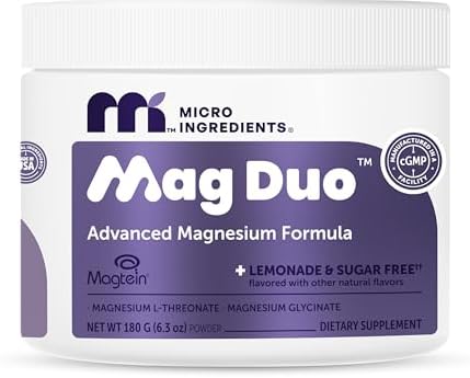 Micro Ingredients Mag Duo Magtein® Polvo de Magnesio L-Treonato y Glicinato – Apoyo para Sueño Reparador, Calma y Concentración – Fórmula Avanzada 2 - imagen 1