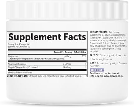 Micro Ingredients Mag Duo Magtein® Polvo de Magnesio L-Treonato y Glicinato – Apoyo para Sueño Reparador, Calma y Concentración – Fórmula Avanzada 2 - imagen 8