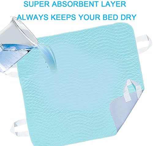 Paquete de 2 Almohadillas para Cama Incontinencia con Asas, Reutilizables y Lavables, Impermeables, 36” × 34”, Cuidado para Ancianos y Hospitales - imagen 6