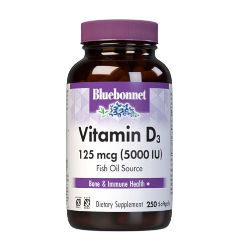 Softgels de Vitamina D3 5000 IU de Bluebonnet Nutrition, Apoya el Crecimiento Muscular y Esquelético, Sin GMO, Sin Gluten, 250 Softgels - imagen 3