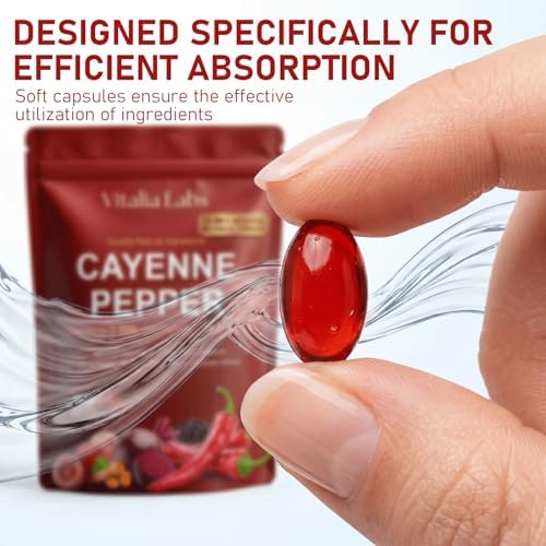Vitalia Labs Cápsulas Blandas de Pimienta de Cayena, Suplemento Natural de Capsaicina - 60 Cápsulas - imagen 4