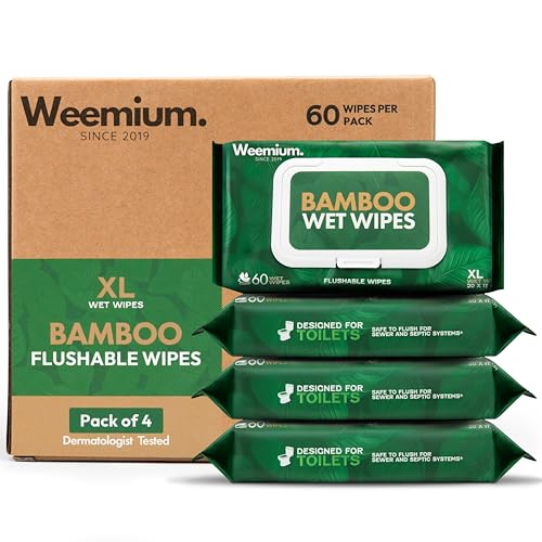 Toallitas de Bambú Weemium – Paquete de 4 (240 Toallitas XL Desechables) – Orgánicas, Sin Árboles, Certificadas FSC y Seguras para Fosas Sépticas – - imagen 1