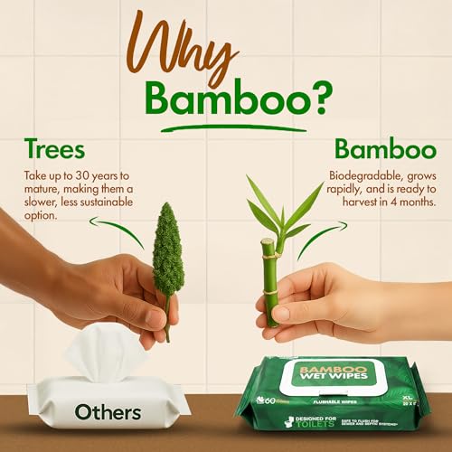 Toallitas de Bambú Weemium – Paquete de 4 (240 Toallitas XL Desechables) – Orgánicas, Sin Árboles, Certificadas FSC y Seguras para Fosas Sépticas – - imagen 2