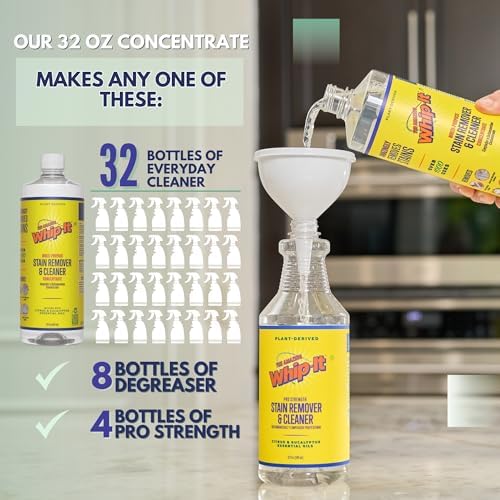 Limpiador Whip It, Removedor de Manchas Multiusos CONCENTRADO, Rinde 32 Botellas, Limpiador Enzimático a Base de Plantas, Ideal para Comida, Grasa, - imagen 3