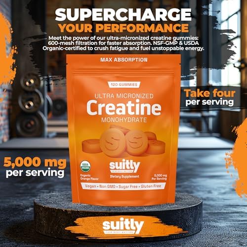 Gomitas de Creatina Suitly | 5g de Creatina Monohidratada Ultra-Micronizada | Ingredientes Orgánicos | Veganas, Sin Azúcar, No OGM y Sin Gluten | 120 - imagen 3