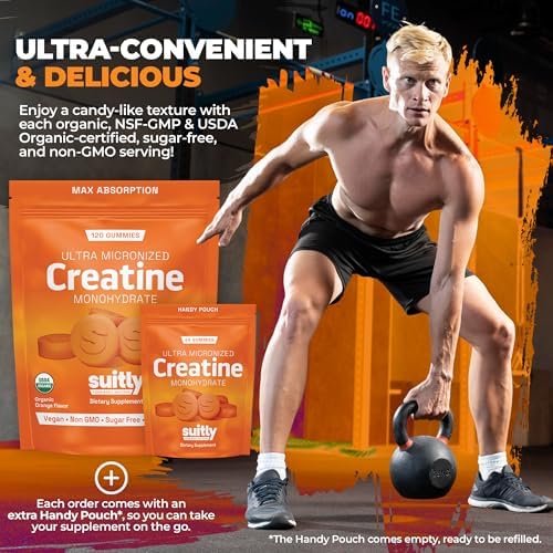 Gomitas de Creatina Suitly | 5g de Creatina Monohidratada Ultra-Micronizada | Ingredientes Orgánicos | Veganas, Sin Azúcar, No OGM y Sin Gluten | 120 - imagen 6