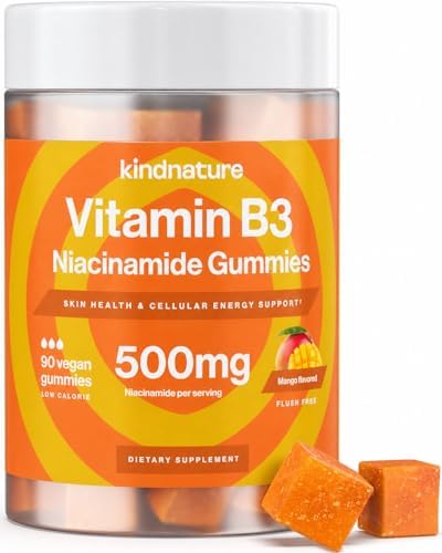 Gomitas de Niacinamida 500mg Kindnature – Suplemento de Niacina sin Enrojecimiento – Apoya la Piel, Energía y Bienestar del Sistema Nervioso – - imagen 1