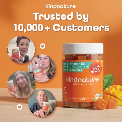 Gomitas de Niacinamida 500mg Kindnature – Suplemento de Niacina sin Enrojecimiento – Apoya la Piel, Energía y Bienestar del Sistema Nervioso – - imagen 2