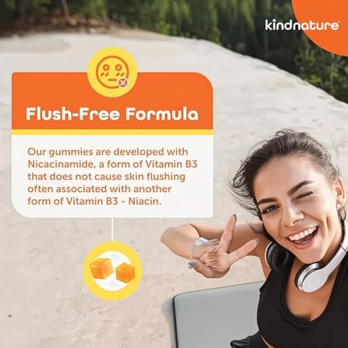 Gomitas de Niacinamida 500mg Kindnature – Suplemento de Niacina sin Enrojecimiento – Apoya la Piel, Energía y Bienestar del Sistema Nervioso – - imagen 3