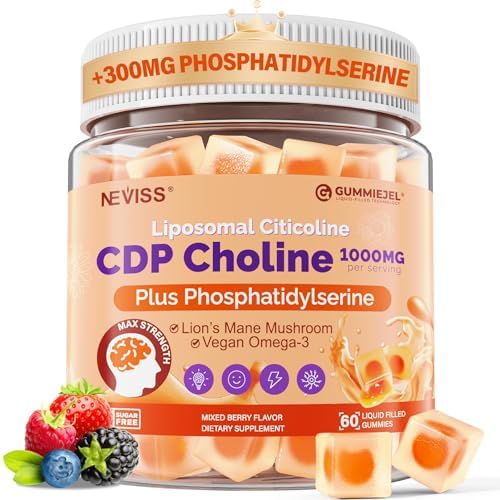 Gomitas de Citicolina 1000mg y Fosfatidilserina 300mg, Suplemento Cerebral para Memoria y Concentración con Hongo Melena de León, Omega-3, - imagen 1