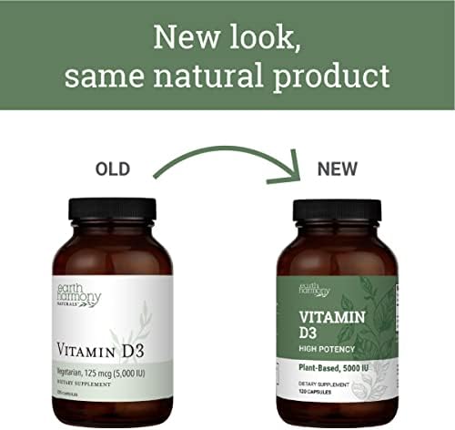 Suplemento Vegano de Vitamina D3 5000 iu Earth Harmony Naturals - Alta Potencia para Salud Inmunológica y Huesos Fuertes - 120 Cápsulas, Suministro - imagen 3