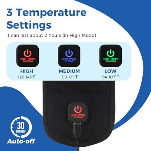 Funda Calentadora para Muñeca, Envoltura Térmica para Alivio del Dolor, Muñequera Caliente con Apagado Automático de 30 Min, Batería de 3000mAh, 3 - imagen 4