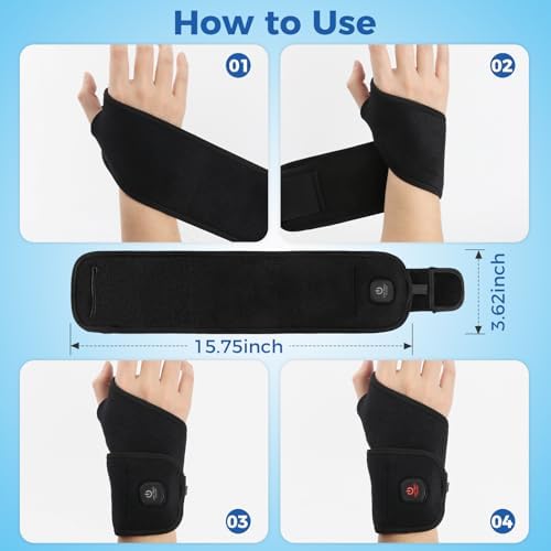 Funda Calentadora para Muñeca, Envoltura Térmica para Alivio del Dolor, Muñequera Caliente con Apagado Automático de 30 Min, Batería de 3000mAh, 3 - imagen 6